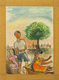 Illustration of ‘children playing’ work in progress for children’s book.