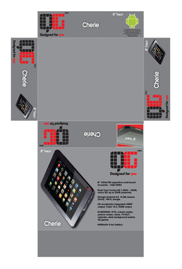 Surface graphics layout for QG Tablet box design.