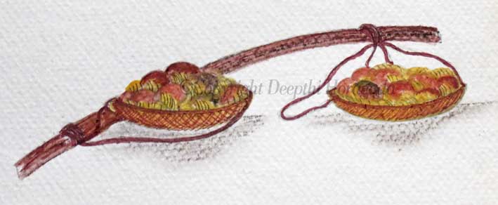 A pingo containing clay pots illustrated by Deepthi Horagoda