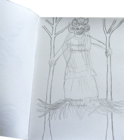 Devil dancer sketch for children’s book illustration.