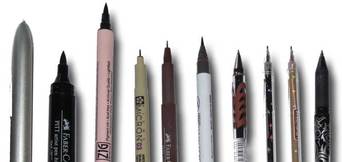 Different types of pencils used for illustration work.