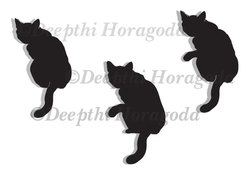 Digital illustrations of cat poses in silhouette