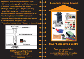 Brochure design for CBA Phtocopying Centre