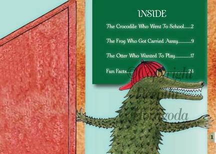 Contents page image of the children’s storybook The Crocodile Who Went To School and other stories by Deepthi Horagoda