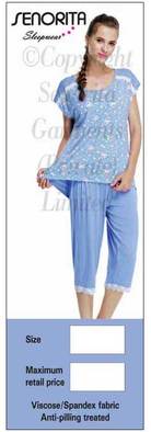 garment tag design for senorita sleepwear pyjamas
